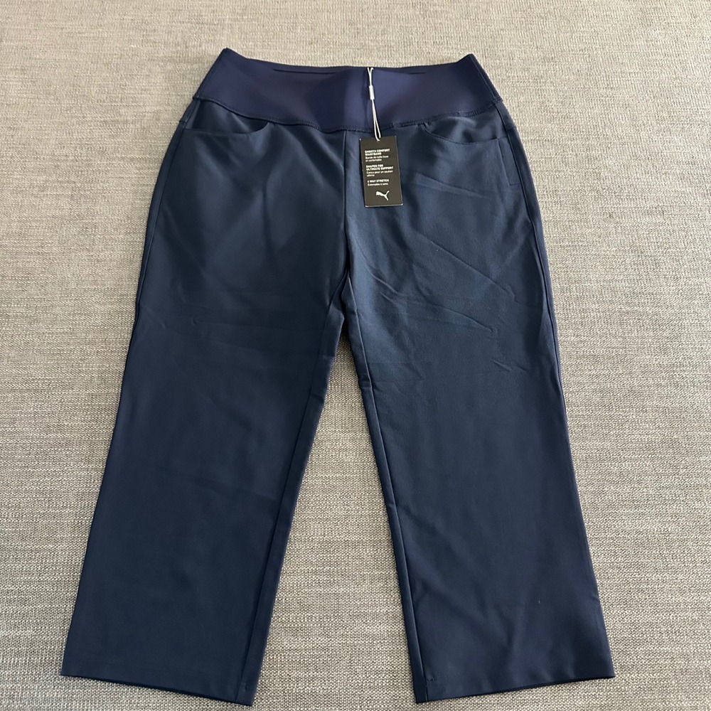 Puma Golf Capri Pants Womens Small Navy Blue NEW 4-Way Stretch Comfort Waistband